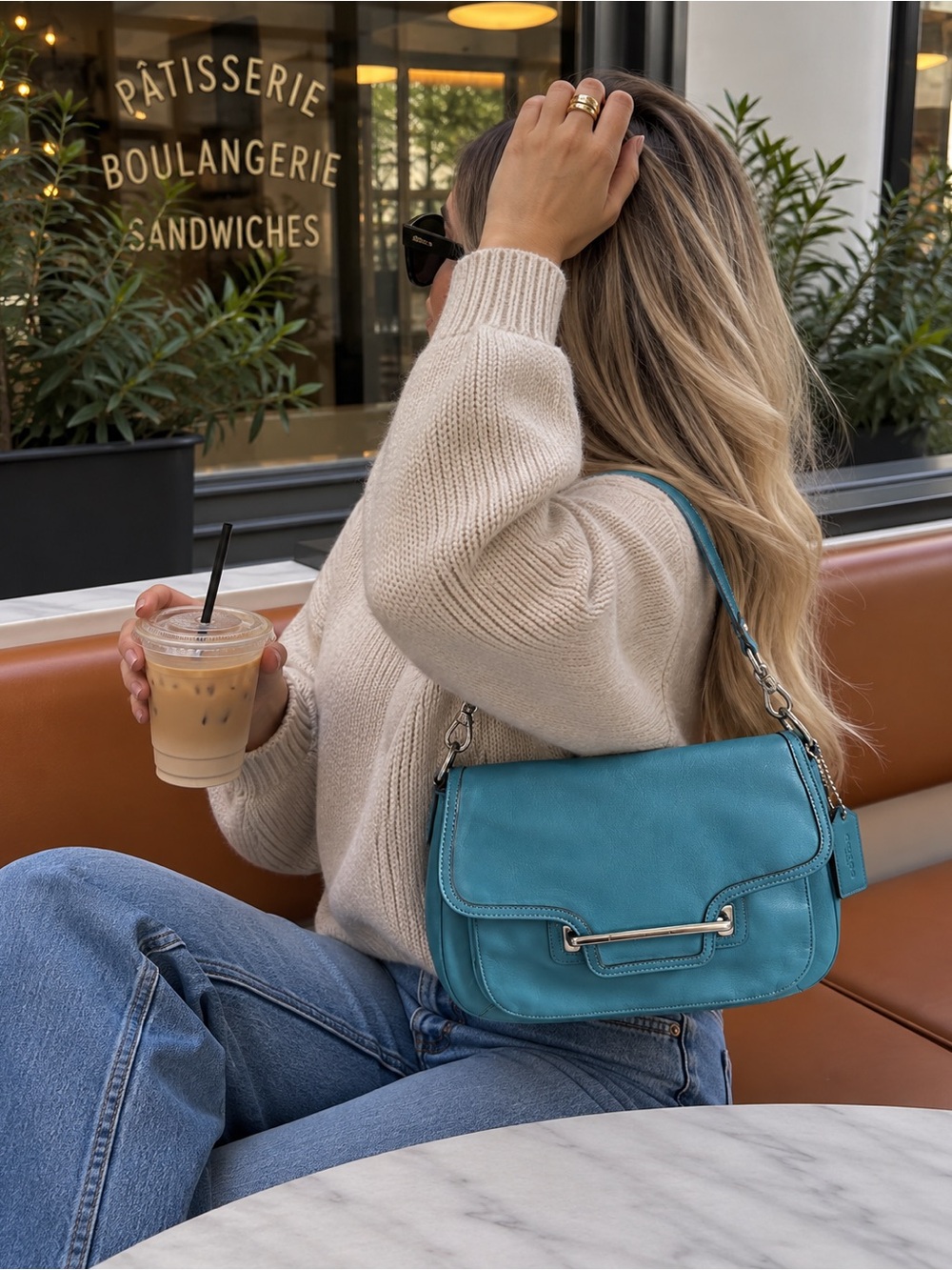 Coach Teal Blue Leather Flap Shoulder Crossbody Bag Y2K